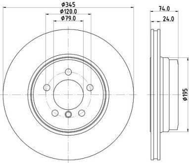 Диск гальмівний зад. Bmw 7 (E65,E66) 730,735 05- HELLA 8DD 355 122-251