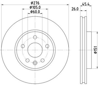 (15") Диск гальмівний перед. Opel Astra K 1.0-1.6D 06.15- HELLA 8DD 355 122-841