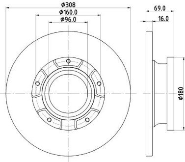 Гальмівний диск зад.Ford Transit Custom V362, Transit V363 2.0D/2.2D 04.12- HELLA 8DD 355 126-591