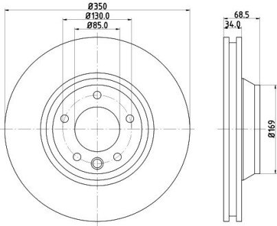 Диск гальмівний PRO High Carbon перед. прав. Audi Q7 3.0TDI/Porsce Cayenne/VW Touareg 3.0TDI-6.0TDI 09.02- HELLA 8DD 355 128-071