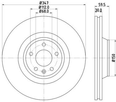 (High Carbon)Диск гальмівний перед. Audi A6, A6 Allroad 2.0-4.2 05.04-08.11 HELLA 8DD 355 128-311