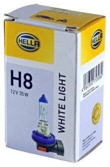 Лампа розжарювання White Light H8 12V 35W 4200K HELLA 8GH 223 498-141