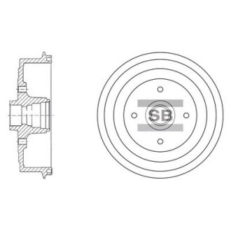 Барабан тормозной DAEWOO LANOS +HUB задн. (выр-во SANGSIN) Hi-Q (SANGSIN) SD3036
