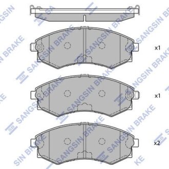 Комплект тормозных колодок из 4 шт. дисков Hi-Q (SANGSIN) SP1054-F (фото 1)