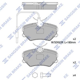 Колодка гальм. диск. PEUGEOT 405 передн. (SANGSIN) Hi-Q (SANGSIN) SP1180