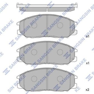 Колодка гальм. диск. HYUNDAI SANTA FE SM GRANDEUR 2.5,2.7,3.0 передн. (SANGSIN) Hi-Q (SANGSIN) SP1190 (фото 1)