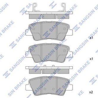 Колодка тормозов. диск. KIA SOUL 1.6I, 2.0I, 1.6D, SONATA 08 - задн. (выр-во SANGSIN) Hi-Q (SANGSIN) SP1239