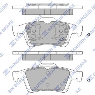 Комплект тормозных колодок из 4 шт. дисков Hi-Q (SANGSIN) SP1834 (фото 1)