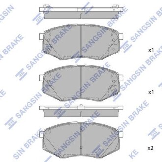 Колодка тормозов. диск. KIA NEW K5 15" (JF) 15 передняя (выр-во SANGSIN) Hi-Q (SANGSIN) SP1847