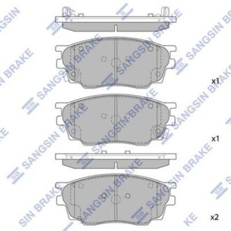 Колодка гальм. диск. MAZDA 6 1.8 02 - передн. (SANGSIN) Hi-Q (SANGSIN) SP2027