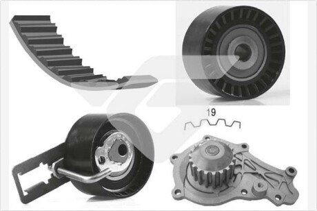 Комплект ГРМ з помпою Citroen Berlingo (08-18), C-Elysee (12-), C3 (09-16) HUTCHINSON KH450WP64