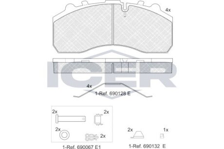 Комплект гальмівних колодок (дискових) ICER 151194-066