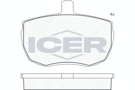 Колодки гальмівні дискові передні LAND ROVER Defender 90-06 ICER 180230