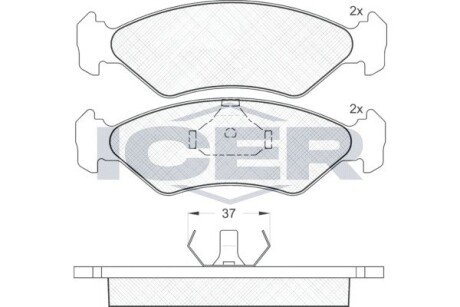 Колодки гальмівні дискові передні FORD Fiesta 96-01, Ka 96-08 ICER 180776