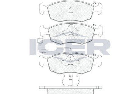 Колодки гальмівні дискові передні FIAT Palio 96-20 ICER 181227