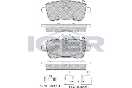 Комплект тормозных колодок (дисковых).) ICER 182072-067 (фото 1)