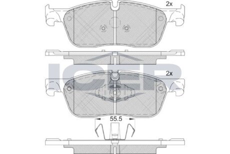 Комплект гальмівних колодок (дискових) ICER 182236-203