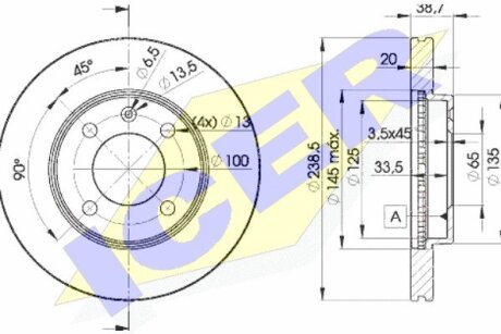 Диск тормозной ICER 78BD3975-2