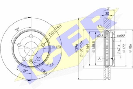 Диск тормозной ICER 78BD4116-2