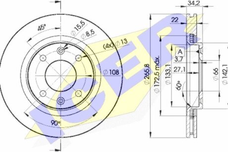 Диск тормозной ICER 78BD4750-2 (фото 1)