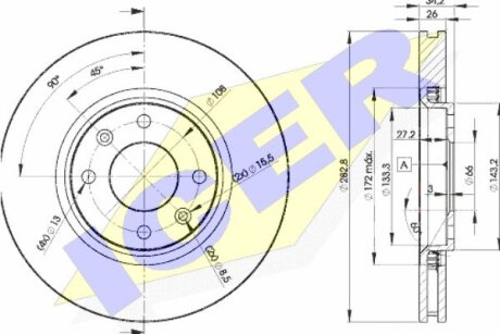 Диск тормозной ICER 78BD4752-2 (фото 1)