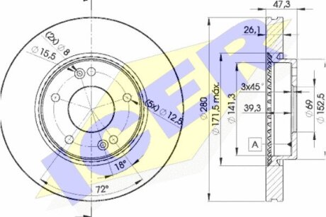 Диск тормозной ICER 78BD5171-2 (фото 1)