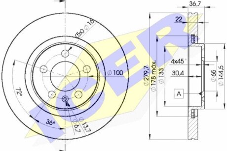 Диск тормозной ICER 78BD5603-2 (фото 1)