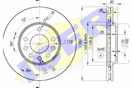 Диск тормозной ICER 78BD9060-2