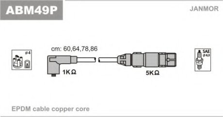 Дроти в/в (каучук Copper) Audi A3 1.6/VW Bora 2.0 99-05/Caddy III 2.0 06-15/Golf IV 2.0 98-06 Janmor ABM49P