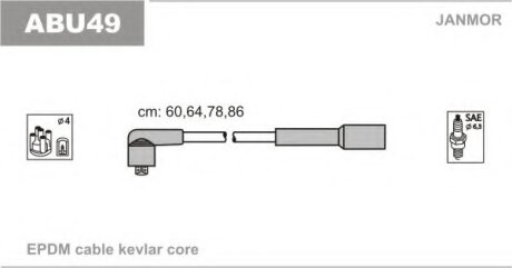 К-кт в/в проводів VW Bora/Golf 2.0 98-06 Janmor ABU49