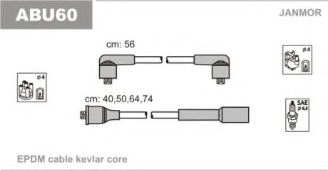 Проволоки В/В (каучук Kevlar/L 56cm) VW Golf III-IV 1.6 Janmor ABU60