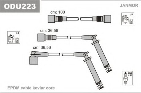 Провода в/в Opel Kadet /Astra F/Omega A 1.8-2.0 Janmor ODU223