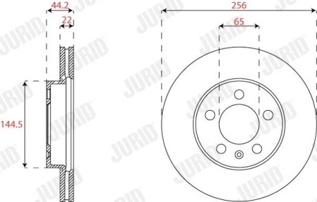 Тормозной диск передний Audi A1 / VW Polo / Seat Ibiza / Skoda Fabia, Kamiq, Skala Jurid 563227JC