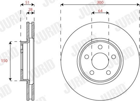 Гальмівний диск передній Ford Galaxy III, S-Max (2015->) Jurid 563313JC