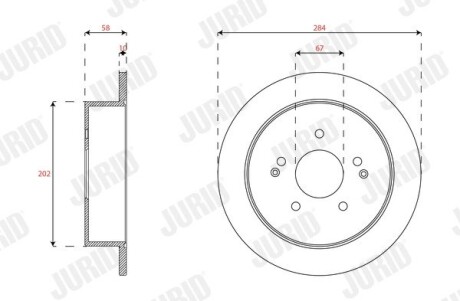 Тормозной диск задний Ssangyong Korando, Actyon II Jurid 563345JC