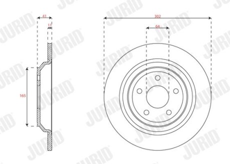 Тормозной диск задний Ford Focus III, IV, Kuga III Jurid 563450JC