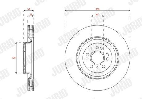 Тормозной диск передний Mercedes GL-Class (X166), GLE (W166), GLS (X166), M-Class (W166) Jurid 563482JC1