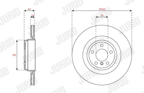 Гальмівний диск задній BMW 5-Series, 7-Series Jurid 563515JC1 (фото 1)