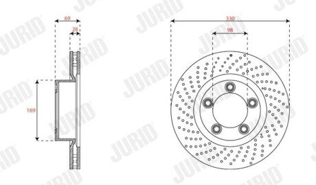 Гальмівний диск передній лівий Porsche Boxter, 911, Cayman Jurid 563535JC1