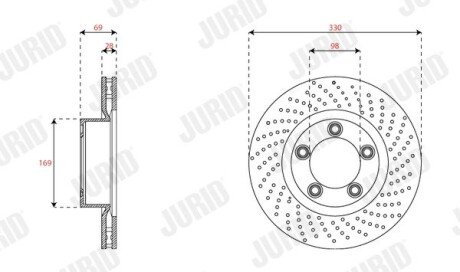 Гальмівний диск передній правий Porsche Boxter, 911, Cayman Jurid 563536JC1