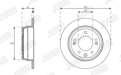 Гальмівний диск задній Hyundai Sonata VI, VII (2014->) / KIA Optima (2010->) Jurid 563591JC