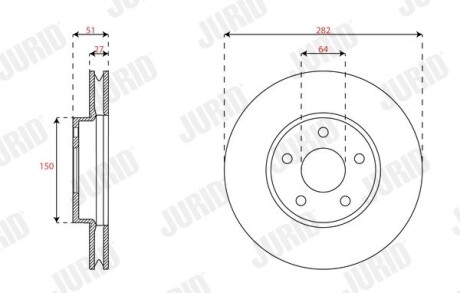 Гальмівний диск передній Ford Focus IV (2018->) Jurid 563663JC