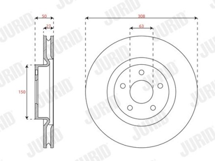 Тормозной диск передний Ford IV, Kuga III Jurid 563664JC