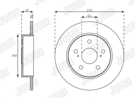 Тормозной диск задний TOYOTA COROLLA Jurid 563671JC