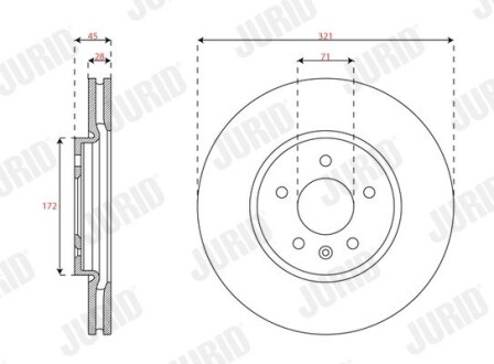 Гальмівний диск передній OPEL Insignia 2017- Jurid 563675JC1