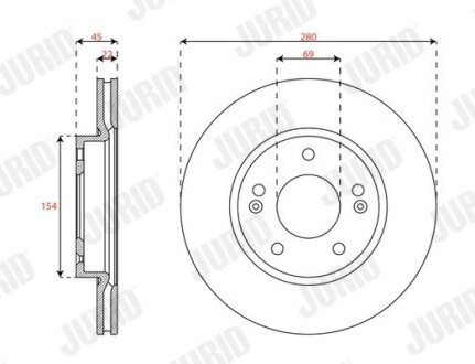 Гальмівний диск передній Hyundai Ioniq / KIA Niro I Jurid 563700JC