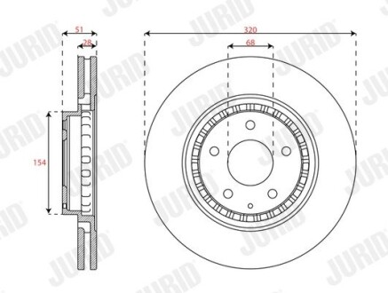 Гальмівний диск передній Mazda 6, CX-5, CX-9 Jurid 563714JC