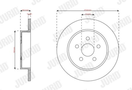 Тормозной диск задний Toyora Yaris (2020->) Jurid 563741JC