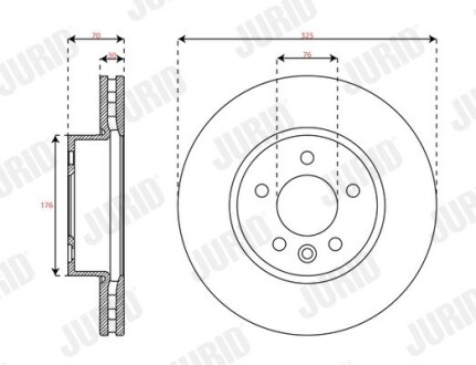 Тормозной диск передний VW Crafter 2016- Jurid 563749JC1