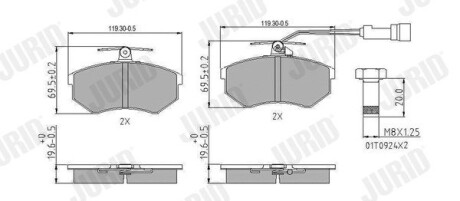 Гальмівні колодки передні Audi 100, 200, 80, 90, 90 Quattro, Cabrio, Coupe Jurid 571356J